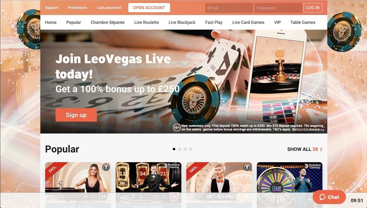 Leo Vegas Live casino welcome bonus