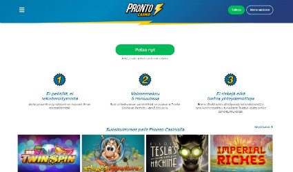 Pronto Casino homepage