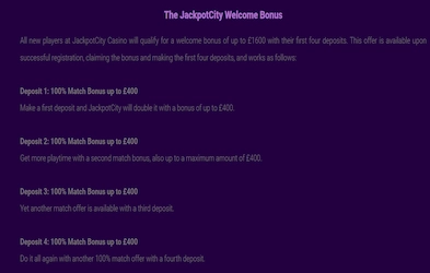 JackpotCity Casino bonus offer