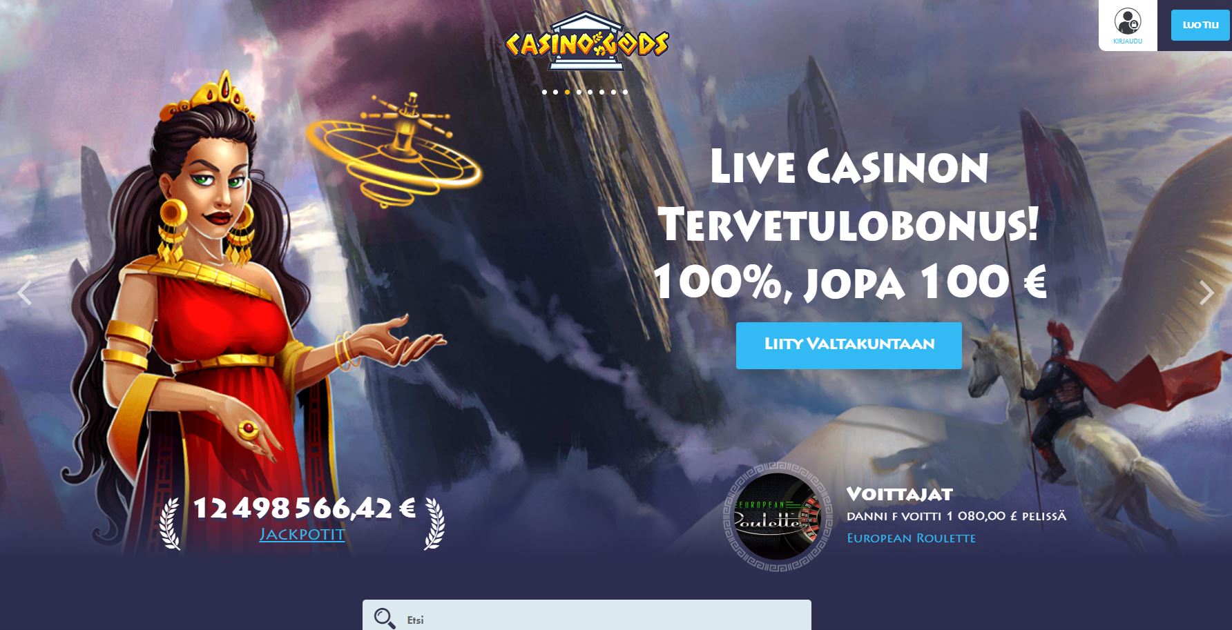 Casino Gods livekasino bonus