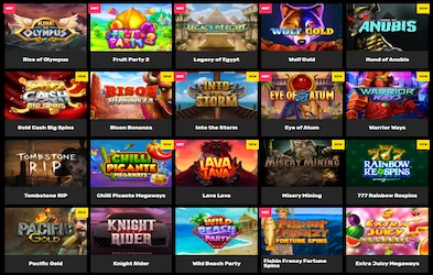 Some of available games at Hyper Casino