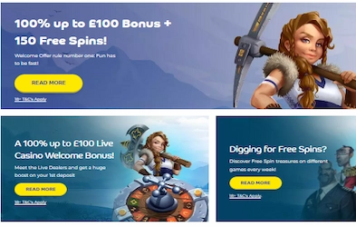 Pelaa Casino promotion banners with image of game characters on blue background