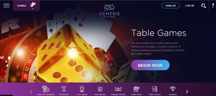 Genesis Casino Live Table Games.
