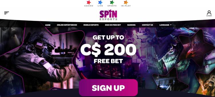 Spin Casino esports section.