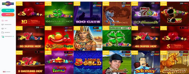 Spinia jackpot games.