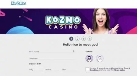 kozmo casino registration page
