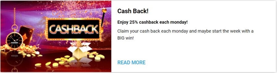 evolve casino cashback