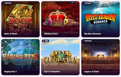 Some of available games at Lucky Vegas Casino