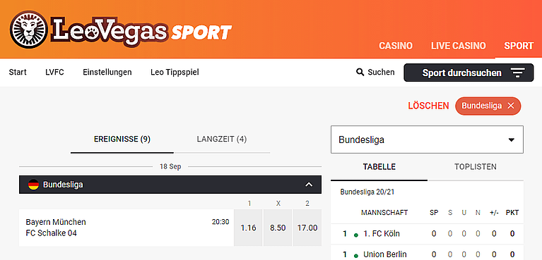 Sportwetten Strategie anwenden bei LeoVegas