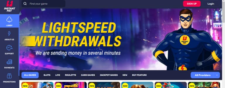 Instant Pay Casino homepage