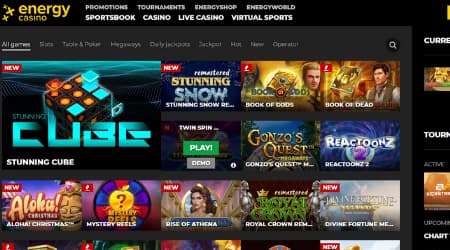 Energy Casino online games selection