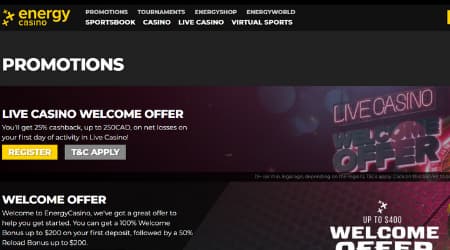 Energy Casino online promotions