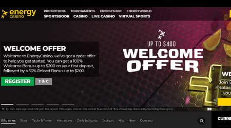 Energy Casino welcome offer