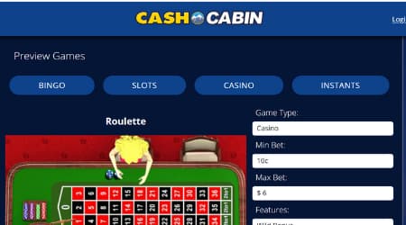 Cash Cabin casino game offer