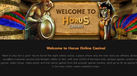 Horus Casino Welcome page