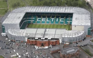 Aerial shot of Celtic Park stadium