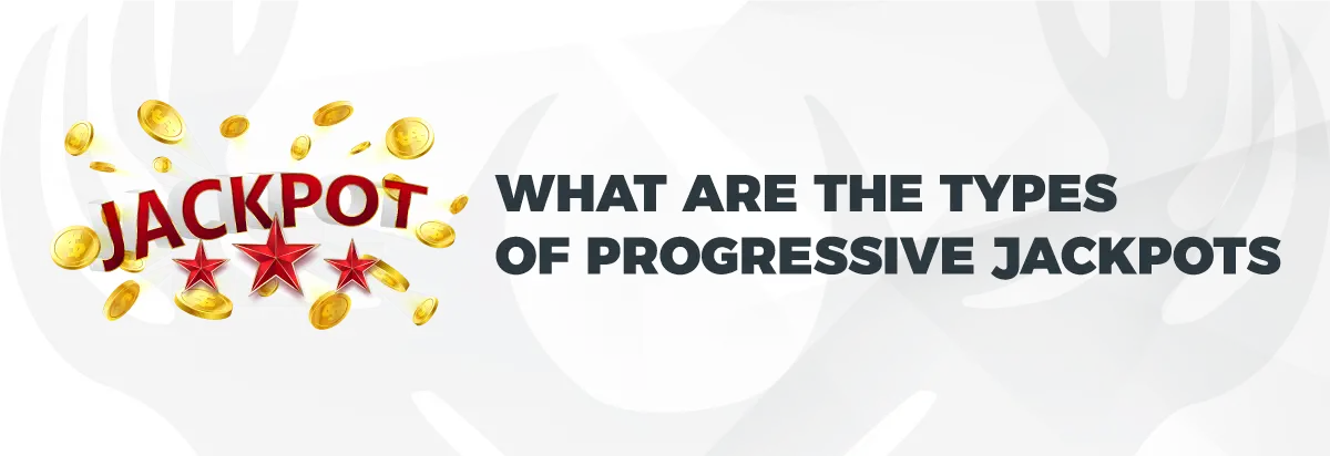 Text: What are the Types of Progressive Jackpots on light background and Progressive slots coins