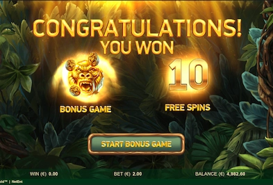 Silverback Gold bonus game and free spins